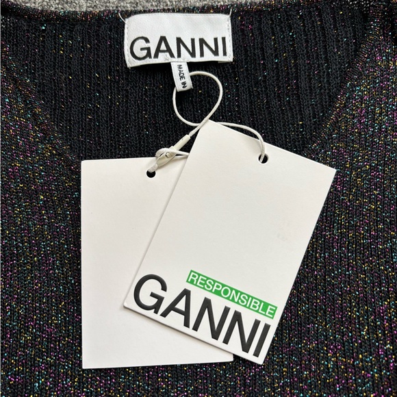 Ganni Black Lurex Knit Top - Picture 1 of 6